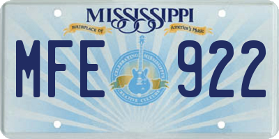 MS license plate MFE922