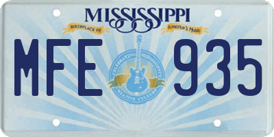 MS license plate MFE935