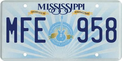 MS license plate MFE958