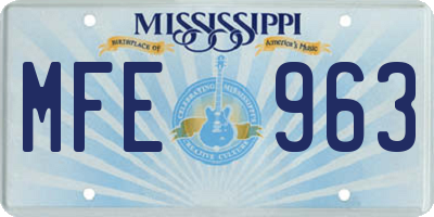 MS license plate MFE963