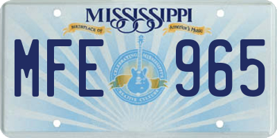 MS license plate MFE965