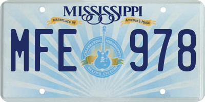 MS license plate MFE978