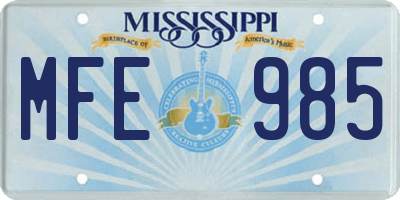 MS license plate MFE985