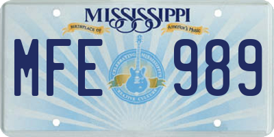 MS license plate MFE989