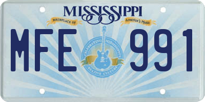 MS license plate MFE991