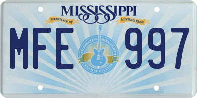 MS license plate MFE997
