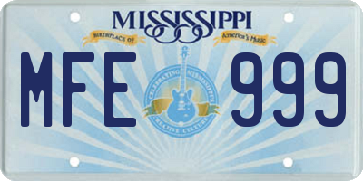 MS license plate MFE999