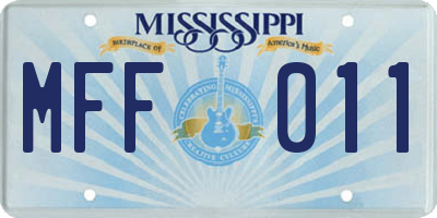 MS license plate MFF011