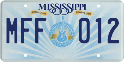 MS license plate MFF012