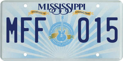 MS license plate MFF015
