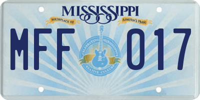 MS license plate MFF017