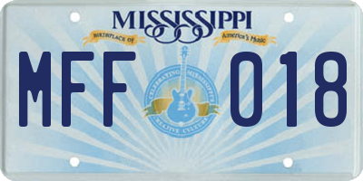 MS license plate MFF018