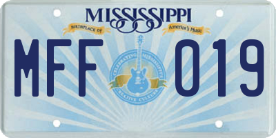 MS license plate MFF019