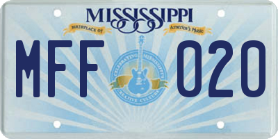 MS license plate MFF020