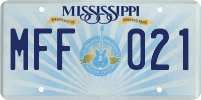 MS license plate MFF021