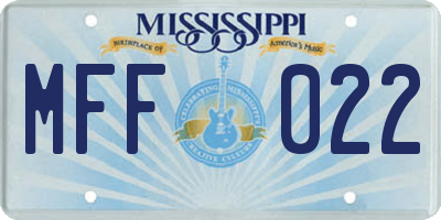 MS license plate MFF022