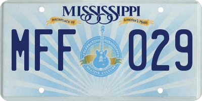 MS license plate MFF029