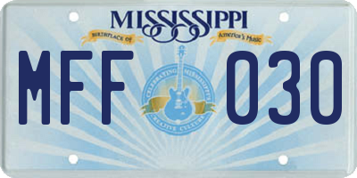 MS license plate MFF030