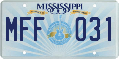 MS license plate MFF031