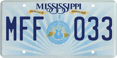 MS license plate MFF033