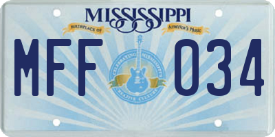 MS license plate MFF034