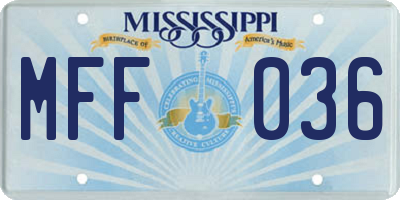 MS license plate MFF036