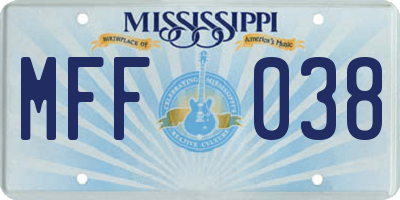 MS license plate MFF038