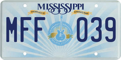MS license plate MFF039