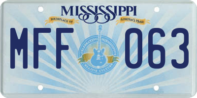 MS license plate MFF063