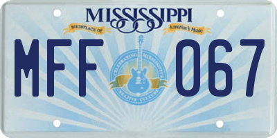 MS license plate MFF067