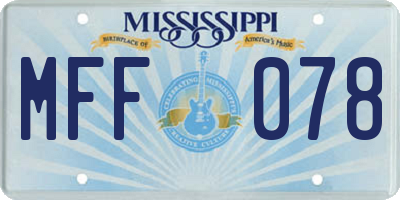 MS license plate MFF078