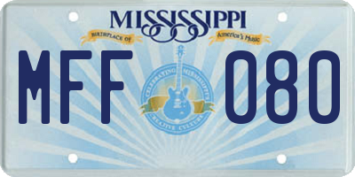 MS license plate MFF080