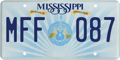 MS license plate MFF087