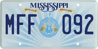 MS license plate MFF092