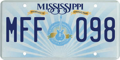 MS license plate MFF098