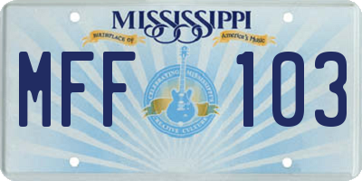 MS license plate MFF103