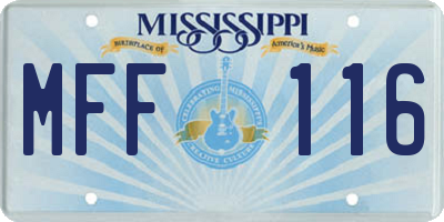 MS license plate MFF116