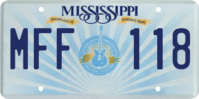 MS license plate MFF118