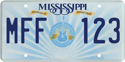 MS license plate MFF123
