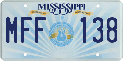 MS license plate MFF138
