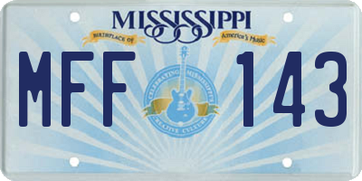 MS license plate MFF143