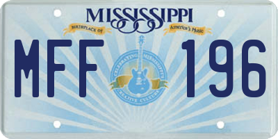 MS license plate MFF196