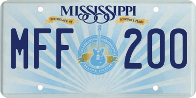 MS license plate MFF200