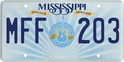 MS license plate MFF203
