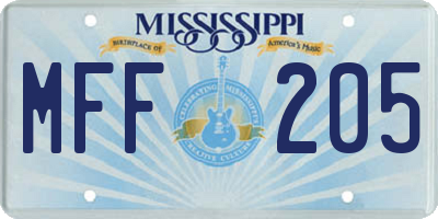 MS license plate MFF205