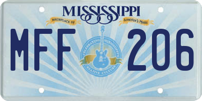 MS license plate MFF206
