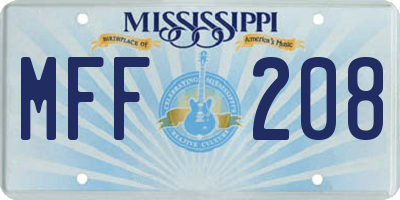 MS license plate MFF208