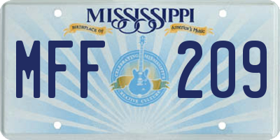 MS license plate MFF209