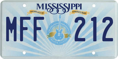 MS license plate MFF212