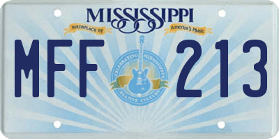 MS license plate MFF213
